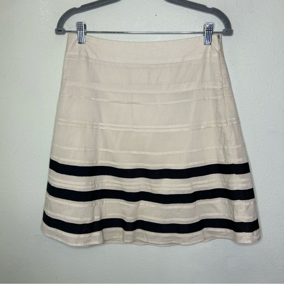 LOFT Cream A-Line Knee-Length Pleated Skirt - Picture 1 of 6